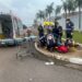 FRATURA EXPOSTA: Motociclista quebra perna em acidente no centro de Porto Velho