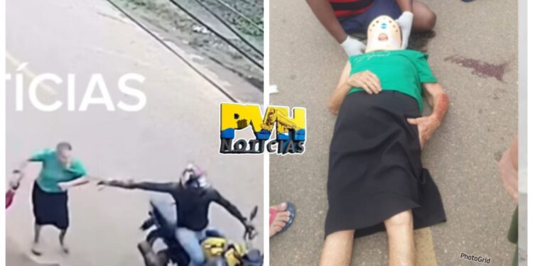 VÍDEO: Bandido em moto arrasta idosa de 89 anos durante assalto na capital