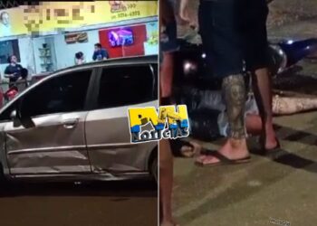 URGENTE: Motociclista quebra perna após carro furar preferencial e causar acidente