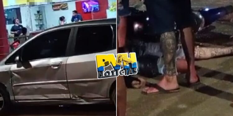 URGENTE: Motociclista quebra perna após carro furar preferencial e causar acidente