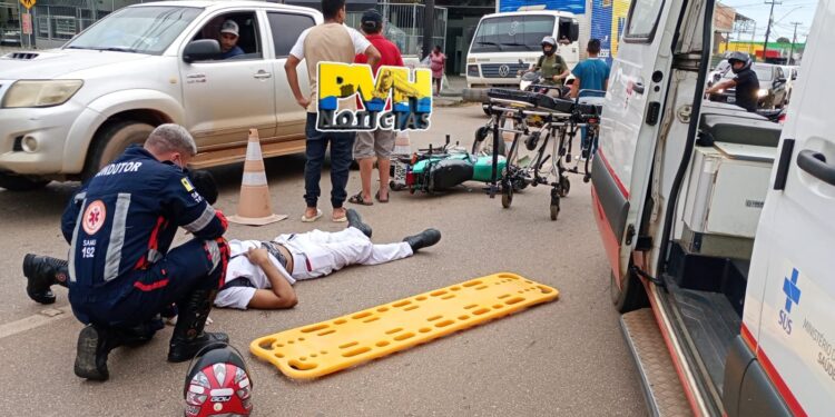 URGENTE: Motociclista fica ferido em acidente com Onix na Amazonas