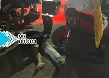 URGENTE: Motociclista quebra a perna em grave acidente no centro