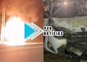 URGENTE: Carro é destruído por incêndio na Caula