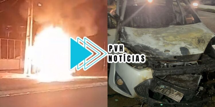 URGENTE: Carro é destruído por incêndio na Caula