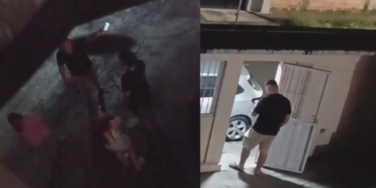 “Socorro, peguem meu neném”: Vídeo mostra homem espancando a esposa com bebê no colo