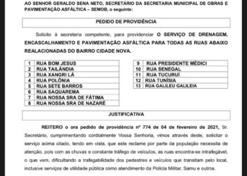 Prefeitura inicia obras para asfaltamento de ruas no Bairro Cidade Nova a pedido do vereador Edimilson Dourado