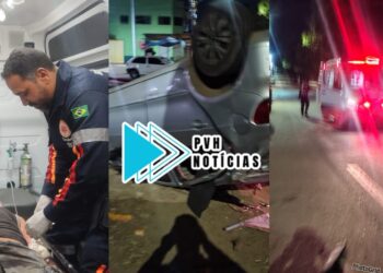 ALTA VELOCIDADE: Acidente com capotamento deixa dois feridos na Avenida Imigrantes em Porto Velho