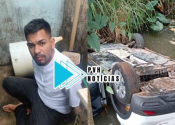 DEU RUIM: Apenado cai em córrego com carro roubado durante perseguição na zona sul