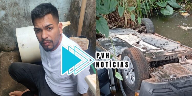 DEU RUIM: Apenado cai em córrego com carro roubado durante perseguição na zona sul