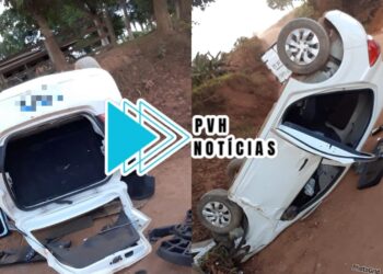 URGENTE: Casal fica ferido em acidente com capotamento na capital