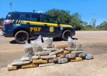 TERCEIRA VEZ: Jovem de 21 anos é preso com 23kg de maconha em táxi na BR-364