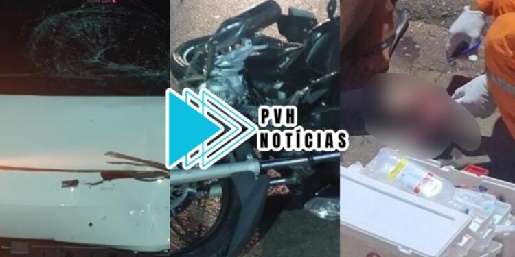 PÉ DILACEROU: Batida entre carro e moto deixa mulher em estado grave no centro