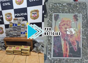 100KG: Polícia Civil apreende drogas com foto de Donald Trump em RO