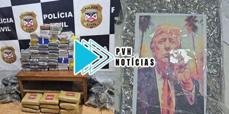 100KG: Polícia Civil apreende drogas com foto de Donald Trump em RO