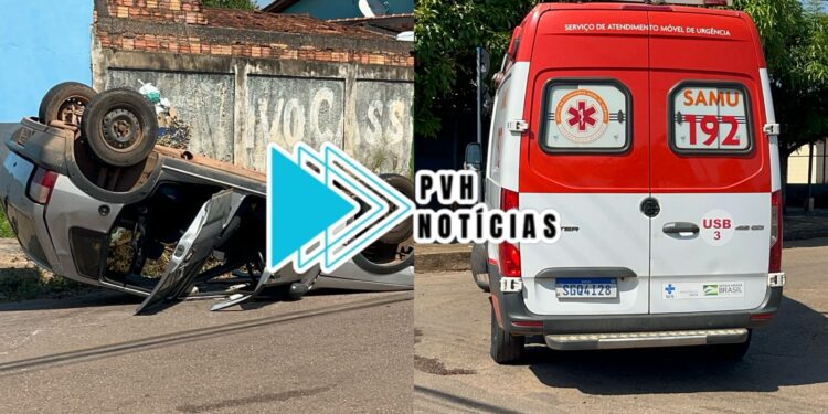 ZONA SUL: Uno capota e motorista idoso fica ferido no bairro Caladinho