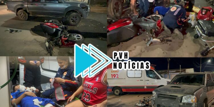 TINHA BEBIDO: Motorista de caminhonete avança preferencial e atropela motociclista na Mamoré