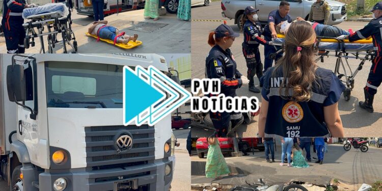 IMPRUDÊNCIA: Caminhão baú atropela motociclista na 7 de Setembro em Porto Velho