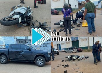 URGENTE: Moto BMW bate em caminhonete e piloto fica ferido na zona sul