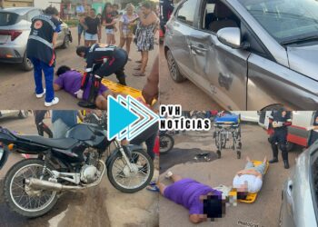 URGENTE: Casal em moto fica ferido após colisão com HB20 na Jaci-Paraná