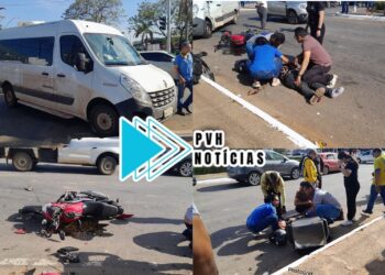 URGENTE: Motociclista sofre fratura exposta em acidente com van na Jorge Teixeira