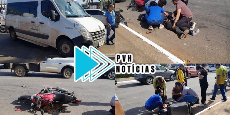 URGENTE: Motociclista sofre fratura exposta em acidente com van na Jorge Teixeira