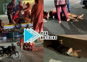ANIMAL MORREU: Motociclista sofre grave acidente ao atropelar cachorro na Avenida Abunã