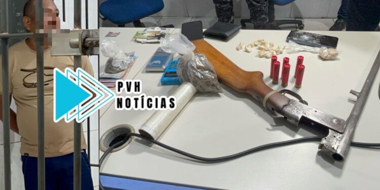 ELE FEZ DE NOVO: Homem é preso com espingarda e drogas escondida em freezer na zona sul