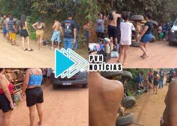 URGENTE: S10 capota em curva e casal fica ferido em Porto Velho