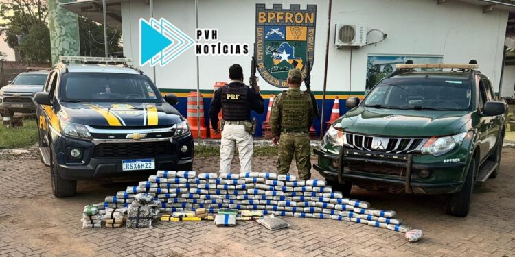 BR-364: Ação conjunta entre BPFron e PRF apreende mais de 100kg de drogas com traficante em Porto Velho