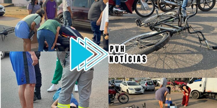 URGENTE: Mãe e filho em bicicleta são atropelados por carro na capital