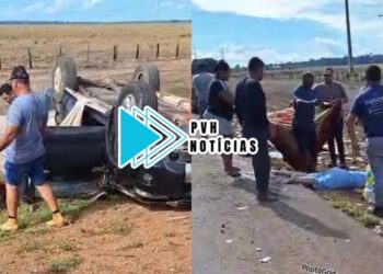 ATUALIZADA: Mãe e duas filhas ficam feridas em grave acidente com capotamento na BR-364