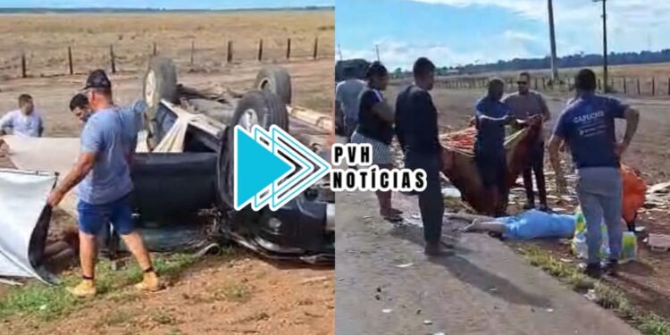 ATUALIZADA: Mãe e duas filhas ficam feridas em grave acidente com capotamento na BR-364