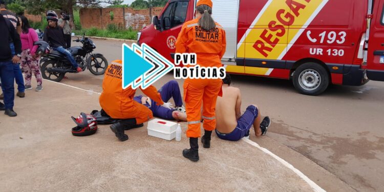 URGENTE: Acidente entre carro de auto-escola e moto deixa dois feridos na zona leste