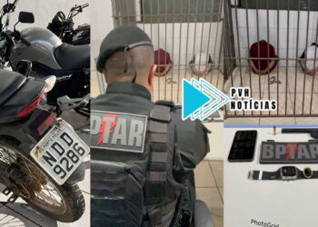 URGENTE: BPTAR evita roubos e prende dupla com arma e moto roubada