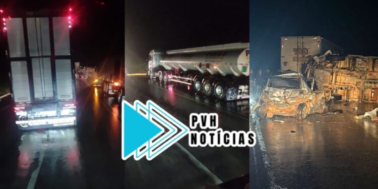 URGENTE: Grave acidente entre três veículos deixa casal ferido na BR-364