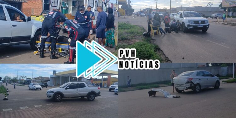 URGENTE: Carro avança preferencial e causa grave acidente com casal em moto na zona leste