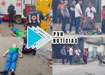 URGENTE: Acidente entre carro e moto deixa motociclista ferido no centro de Porto Velho