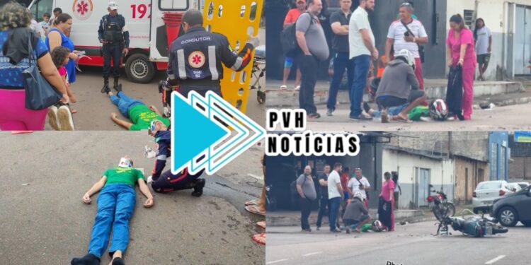 URGENTE: Acidente entre carro e moto deixa motociclista ferido no centro de Porto Velho