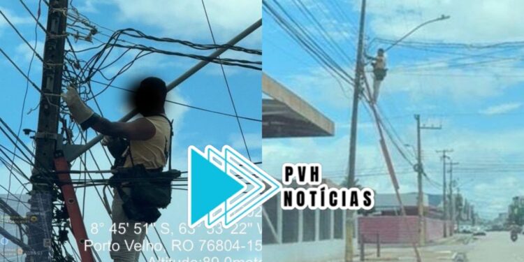 GATO: Homem é flagrado fazendo ligação clandestina de energia no centro de Porto Velho