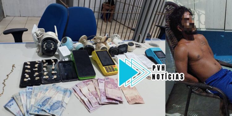 FACHADA: Equipe do sgt Machado estoura boca de fumo em distribuidora e prende traficante com drogas