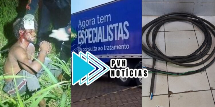 TROPEÇOU E CAIU: Suspeito de furtar fios do caminhão do SUS é preso depois de bater a cabeça