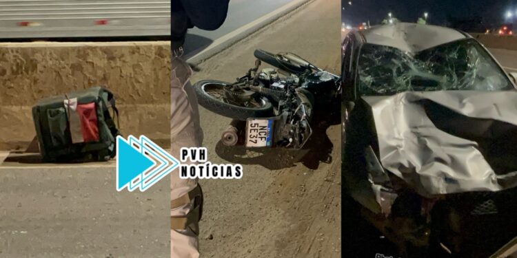URGENTE: Motoboy tenta passar pela mureta e acaba atropelado por carro na BR-364