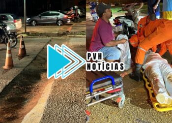 URGENTE: Motociclista sofre queda em buraco de obra deixado na frente do Detran