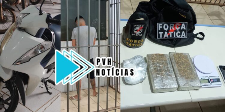 AÇÃO RÁPIDA: Força Tática prende traficante fazendo entrega de drogas em moto na Calama