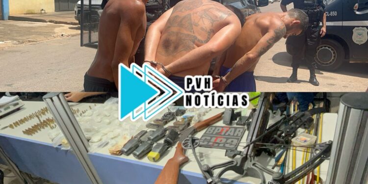 ATUALIZADA: BPTAR estoura boca de fumo e prende trio com drogas, armas e munições no centro