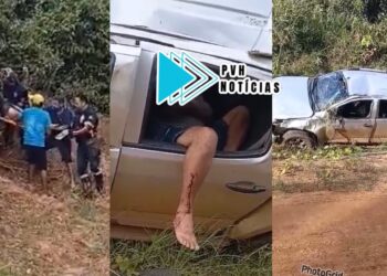 NA CURVA: Caminhonete capota e deixa dois feridos no Jatuarana