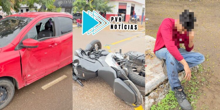 URGENTE: Carro invade preferencial e causa grave acidente com motociclista na Amazonas
