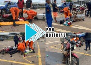 URGENTE: Acidente entre motos deixa pilotos com fraturas no centro de Porto Velho