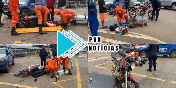 URGENTE: Acidente entre motos deixa pilotos com fraturas no centro de Porto Velho