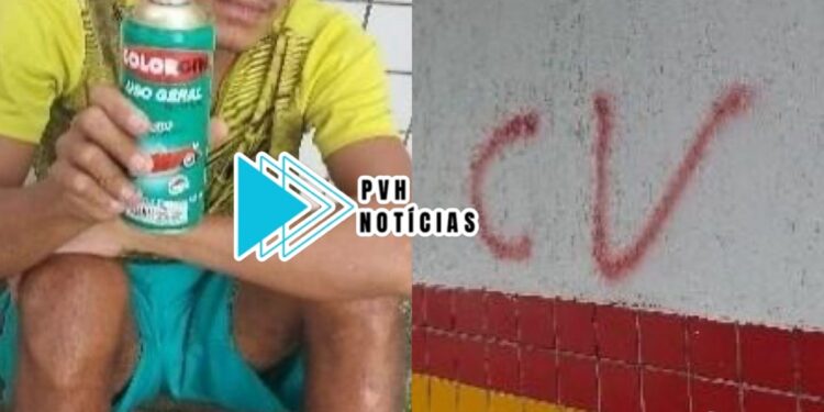 TEVE QUE LIMPAR: Criminoso é preso após pichar “CV” em muro da 17ª Brigada em Porto Velho